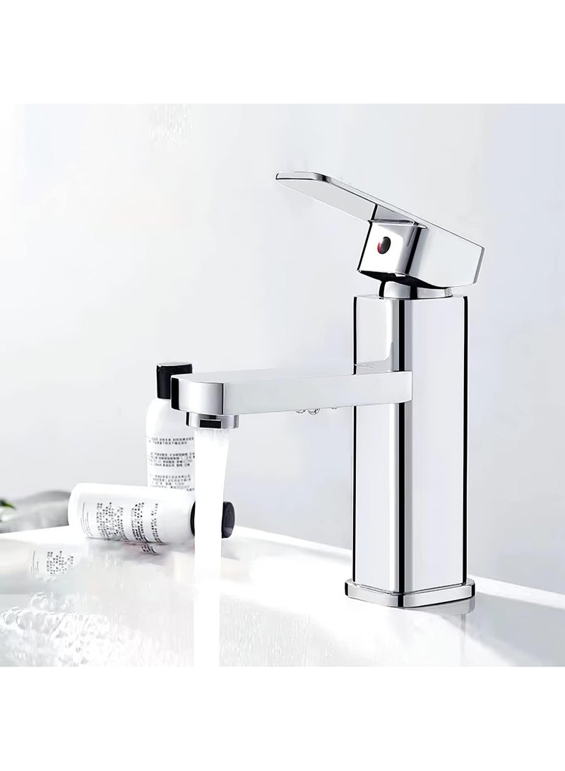 واي دي صنبور حمام مربع عصري بذراع تحكم واحد، خلاط حوض متين، صنبور حمام موفر للمياه، صنبور حوض غسيل أنيق وعصري للاستخدام المنزلي والفندقي - Image 3